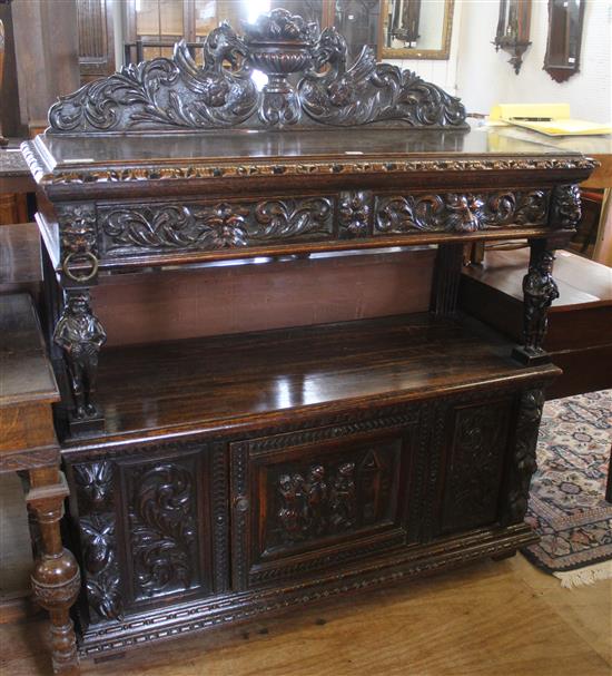 Late Victorian carved oak two tier buffet